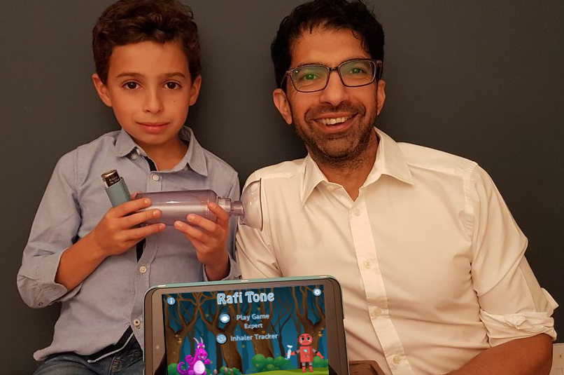 Professor Tariq Aslam and his son, Rafi, who inspired Rafi-Tone