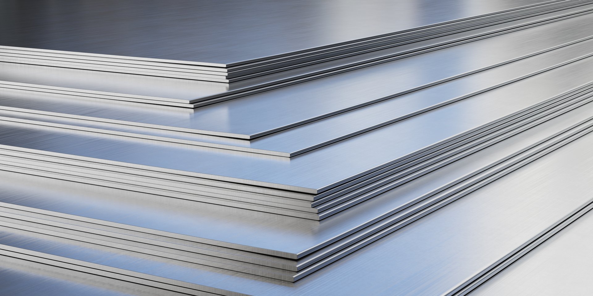 Steel sheets in warehouse