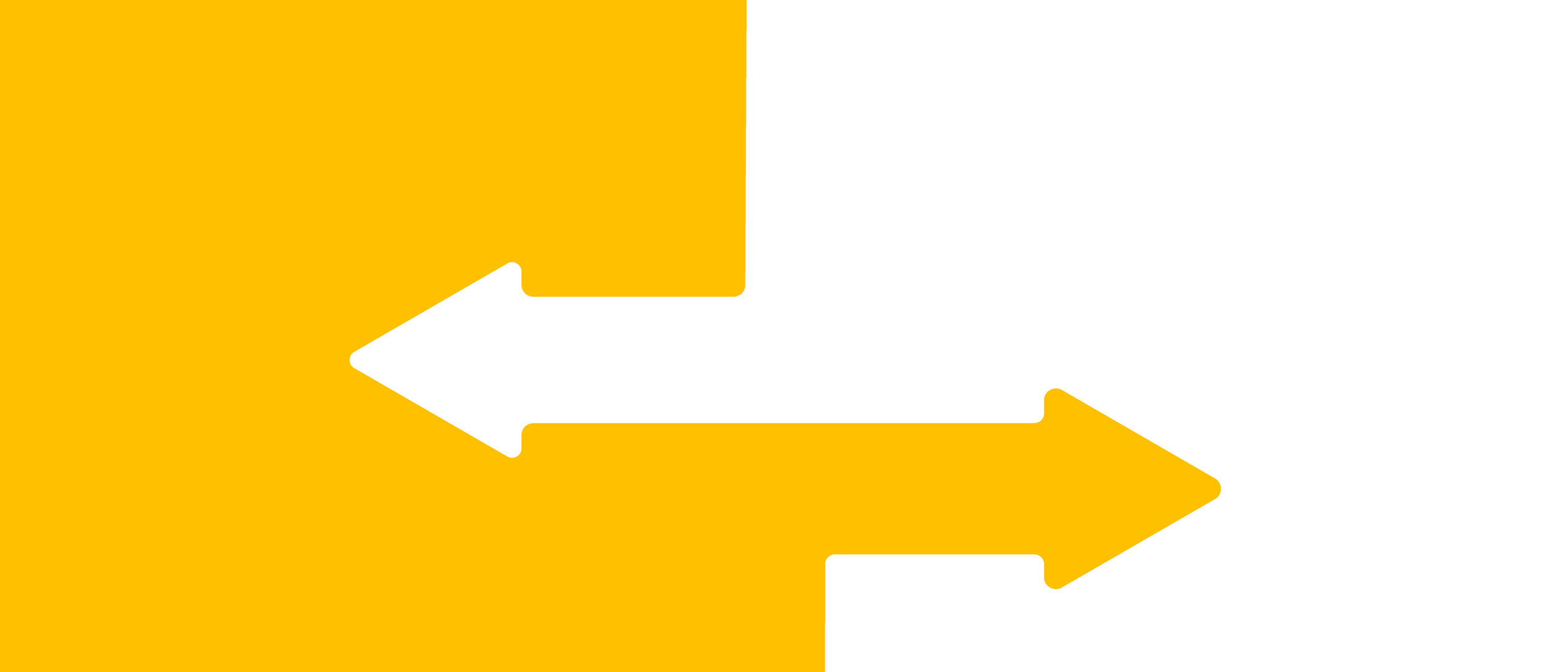 illustration of 2 arrow pointing in opposite directions in yellow and white