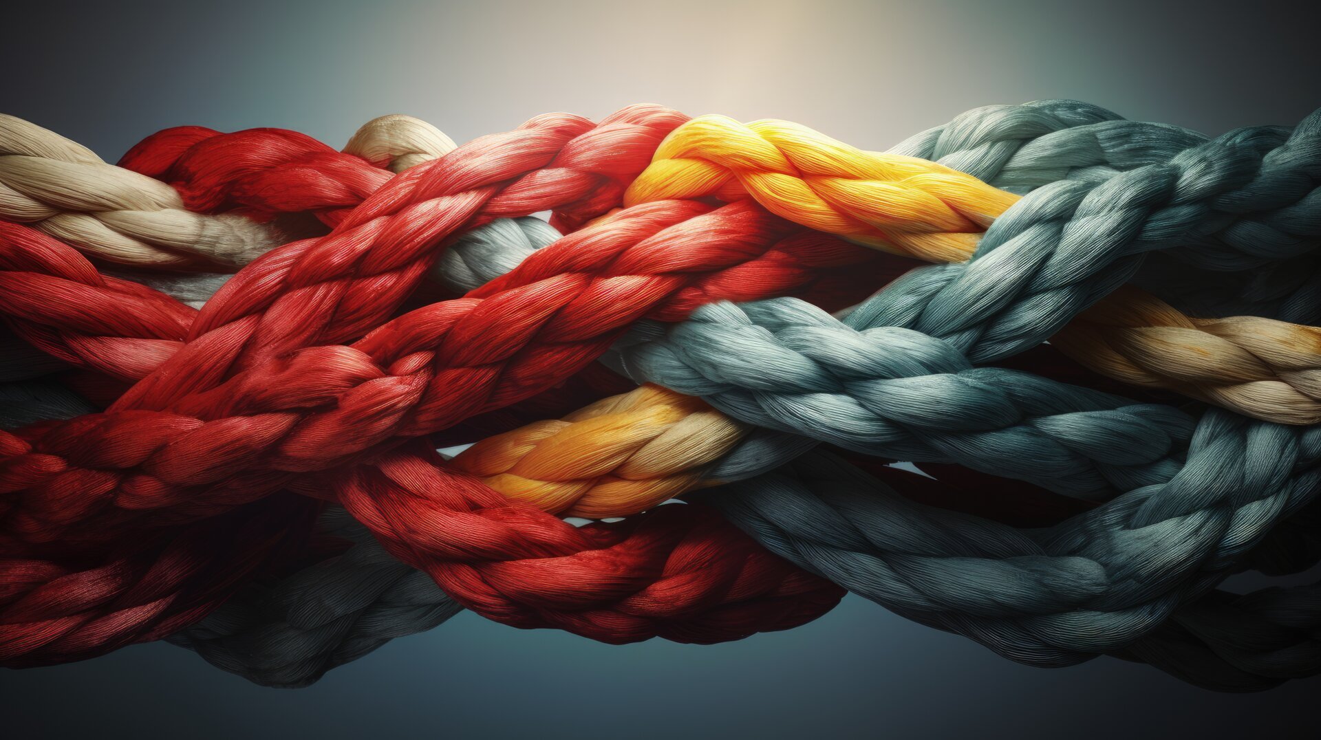 multiple coloured ropes plaited together