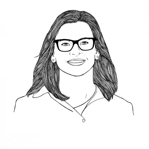 Line drawing illustration of Cat Headley