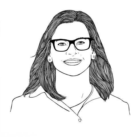 Line drawing illustration of Cat Headley